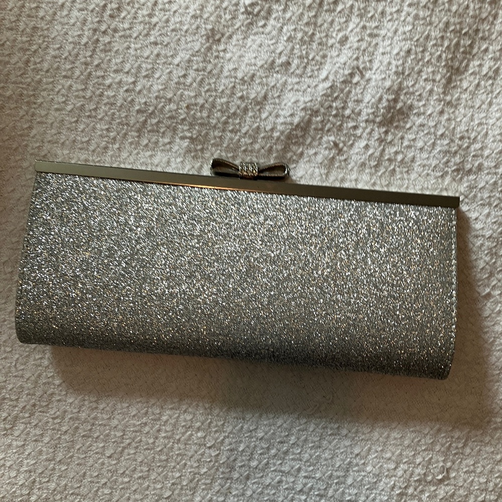 INC International Concepts Carolyn glitter clutch, silver